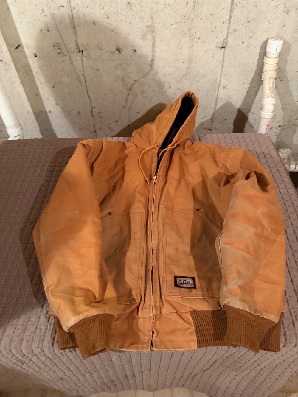 Men's Hooded Work Jacket in Caramel Brown
